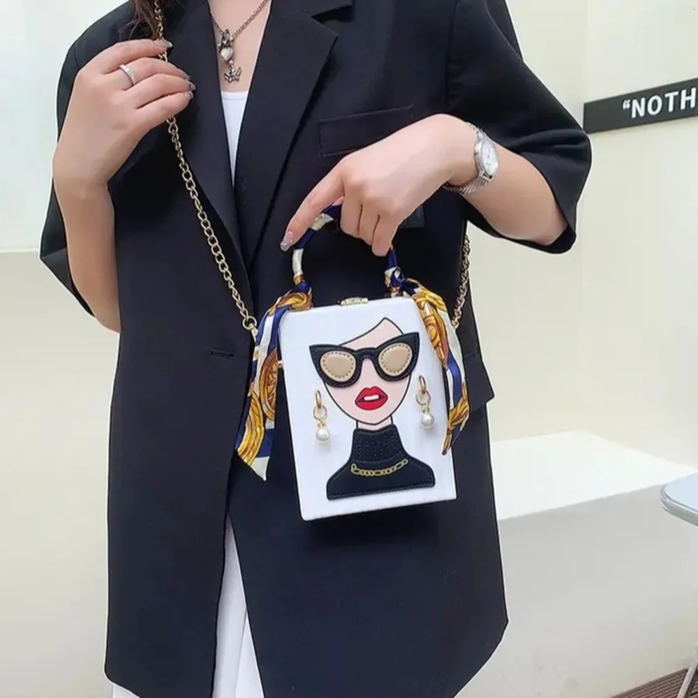 Trendy Pink Graphic Clutch with Gold Accents
